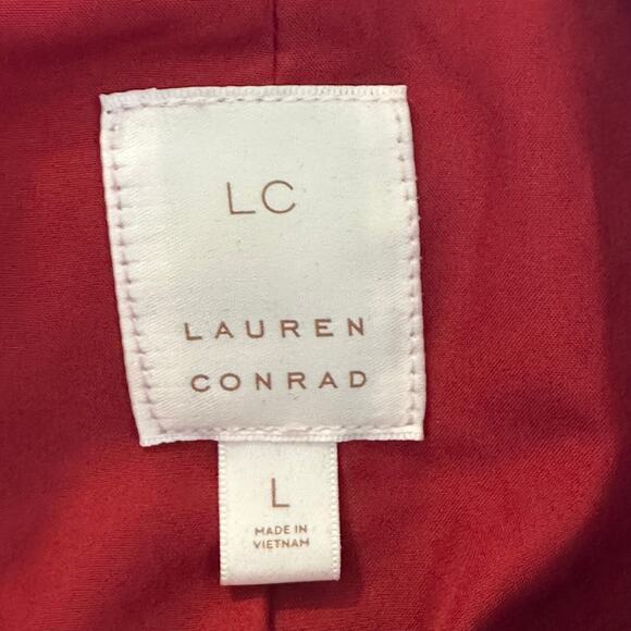 LC Lauren Conrad Women's Velvet Double Breasted Notch Collar Blazer Red Large - Picture 5 of 9